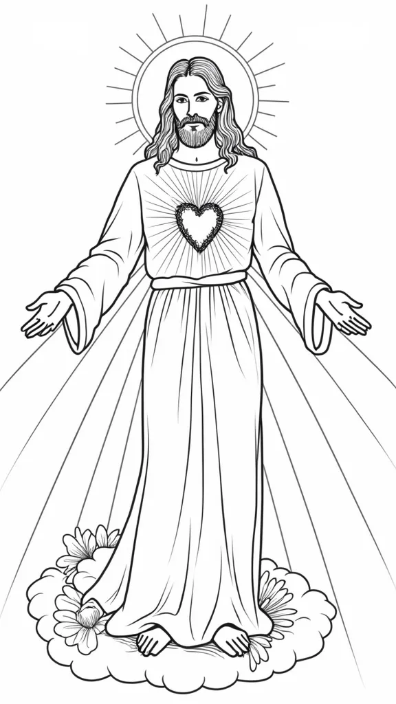 sacred heart of jesus coloring page